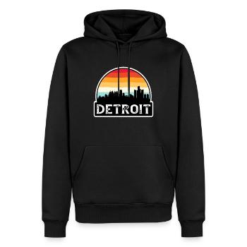 Detroit Michigan USA Flagge Skyline Reisesouvenir - Männer Premium Bio Hoodie - Schwarz - Vorne - Nico (187cm)