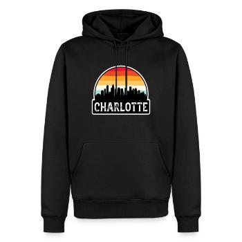 Charlotte, North Carolina, Vereinigte Staaten von Amerika, Flagge, Skyline, Reisen, S - Männer Premium Bio Hoodie - Schwarz - Vorne - Nico (187cm)
