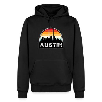 Austin Texas USA Flag Skyline Souvenir de voyage - Sweat à capuche Premium bio Homme - noir - Devant - Nico (187cm)