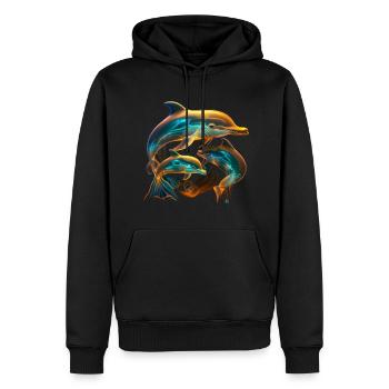 Dauphin aquarelle 3 par MacJos - Sweat à capuche Premium bio Homme - noir - Devant - Nico (187cm)