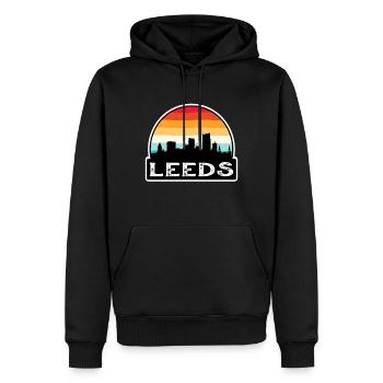 Leeds England Flagge Skyline Reise-Souvenir - Männer Premium Bio Hoodie - Schwarz - Vorne - Nico (187cm)