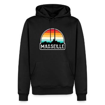 Marseille Frankreich Flagge Skyline Reisesouvenir - Männer Premium Bio Hoodie - Schwarz - Vorne - Nico (187cm)
