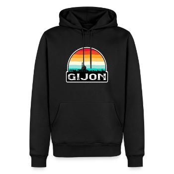 Gijon Spanien Flagge Skyline Reisesouvenir - Männer Premium Bio Hoodie - Schwarz - Vorne - Nico (187cm)