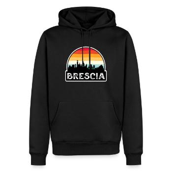 Brescia Italie Flag Skyline Souvenir de voyage - Sweat à capuche Premium bio Homme - noir - Devant - Nico (187cm)