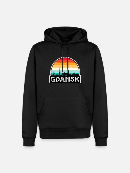 Gdansk Polen Flagg Skyline Reise Souvenir - Ekologisk premiumluvtröja herr - svart