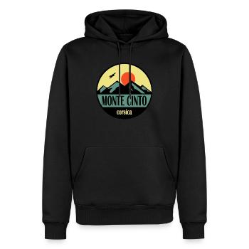 Monte Cinto Corse - Sweat à capuche Premium bio Homme - noir - Devant - Nico (187cm)