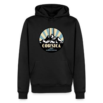 Corsica - Männer Premium Bio Hoodie - Schwarz - Vorne - Nico (187cm)