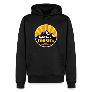 Corsica - Männer Premium Bio Hoodie - Schwarz - Vorne - Nico (187cm)
