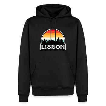 Lisbonne Portugal Flag Skyline Souvenir de voyage - Sweat à capuche Premium bio Homme - noir - Devant - Nico (187cm)