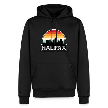 Souvenir de voyage de la ligne d’horizon du drapeau du Canada à Halifax - Sweat à capuche Premium bio Homme - noir - Devant - Nico (187cm)