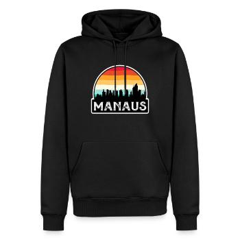Manaus Brasilien-Flagge Skyline Reise-Souvenir - Männer Premium Bio Hoodie - Schwarz - Vorne - Nico (187cm)