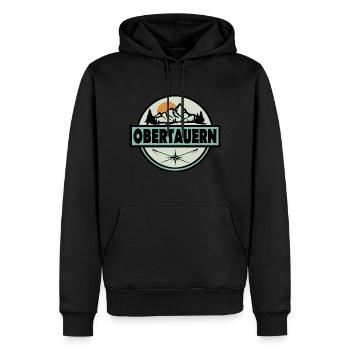 Obertauern - Männer Premium Bio Hoodie - Schwarz - Vorne - Nico (187cm)