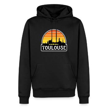 Toulouse France Flag Skyline Souvenir de voyage - Sweat à capuche Premium bio Homme - noir - Devant - Nico (187cm)