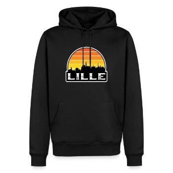 Lille France Flag Skyline Souvenir de voyage - Sweat à capuche Premium bio Homme - noir - Devant - Nico (187cm)