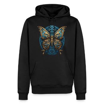 Papillon machine - Sweat à capuche Premium bio Homme - noir - Devant - Nico (187cm)