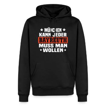 Bayreuth - Männer Premium Bio Hoodie - Schwarz - Vorne - Nico (187cm)