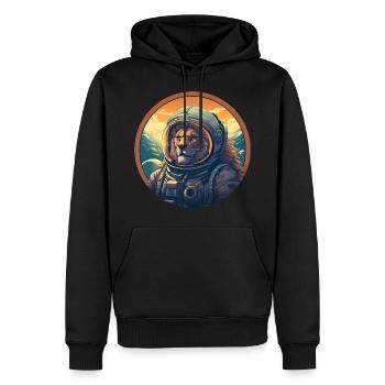 Astronaute Lion au coucher du soleil, créatif - Sweat à capuche Premium bio Homme - noir - Devant - Nico (187cm)