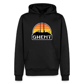 Gent Belgien Flagge Skyline Reisesouvenir - Männer Premium Bio Hoodie - Schwarz - Vorne - Nico (187cm)