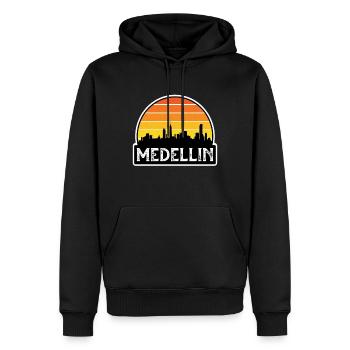 Medellin Kolumbien Flagge Skyline Reisesouvenir - Männer Premium Bio Hoodie - Schwarz - Vorne - Nico (187cm)