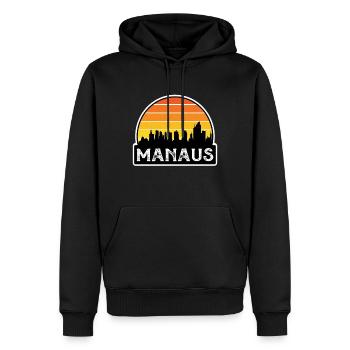 Manaus Brasilien-Flagge Skyline Reise-Souvenir - Männer Premium Bio Hoodie - Schwarz - Vorne - Nico (187cm)