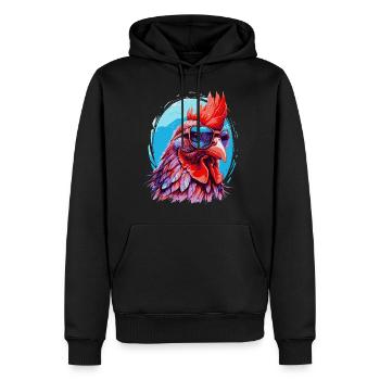 Drôle de poulet avec des lunettes de soleil - Sweat à capuche Premium bio Homme - noir - Devant - Nico (187cm)