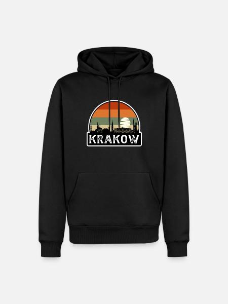 Krakow Poland Flag Skyline Travel Souvenir - Men’s Premium Organic Hoodie - black