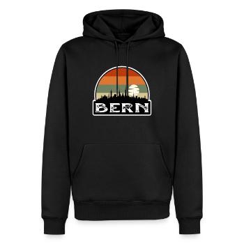 Bern Switzerland Flag Skyline Travel Souvenir - Men’s Premium Organic Hoodie - black - Front - Nico (187cm)