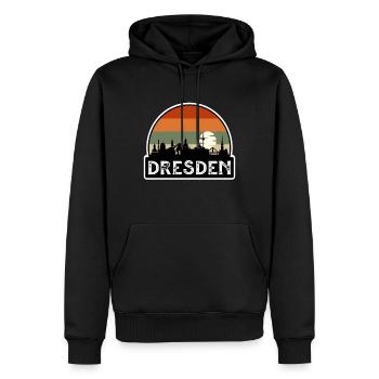 Dresden Germany Flag Skyline Travel Souvenir - Men’s Premium Organic Hoodie - black - Front - Nico (187cm)