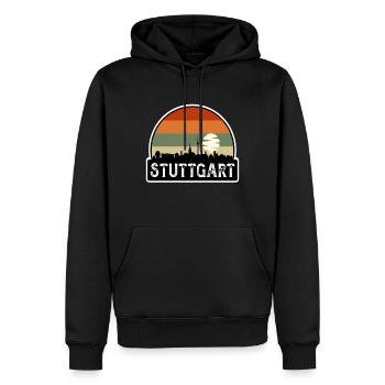 Stuttgart Germany Flag Skyline Travel Souvenir - Men’s Premium Organic Hoodie - black - Front - Nico (187cm)