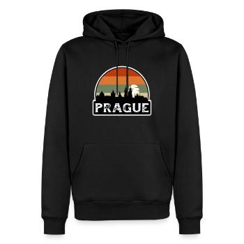 Prague Czechia Flag Skyline Travel Souvenir - Men’s Premium Organic Hoodie - black - Front - Nico (187cm)