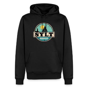Nordsee Segelboot Leuchtturm Sylt - Männer Premium Bio Hoodie - Schwarz - Vorne - Nico (187cm)