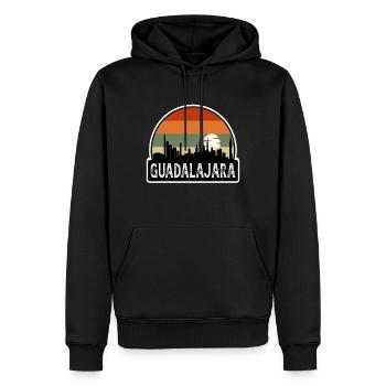 Guadalajara Mexico Flag Skyline Travel Souvenir - Men’s Premium Organic Hoodie - black - Front - Nico (187cm)