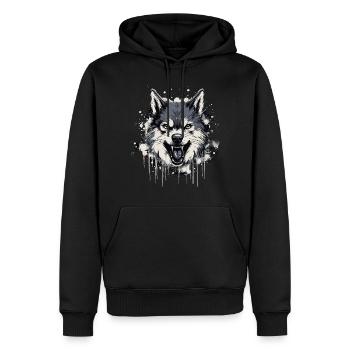 Husky Dog - Männer Premium Bio Hoodie - Schwarz - Vorne - Nico (187cm)
