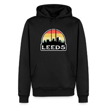 Leeds England Flag Skyline Travel Souvenir - Men’s Premium Organic Hoodie - black - Front - Nico (187cm)