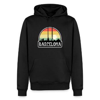 Barcelona Spanien Flagge Skyline Reise-Souvenir - Männer Premium Bio Hoodie - Schwarz - Vorne - Nico (187cm)