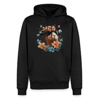 Cochons d’Inde et fleurs - Sweat à capuche Premium bio Homme - noir - Devant - Nico (187cm)