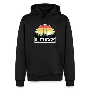 Lodz Pologne Flag Skyline Souvenir de voyage - Sweat à capuche Premium bio Homme - noir - Devant - Nico (187cm)