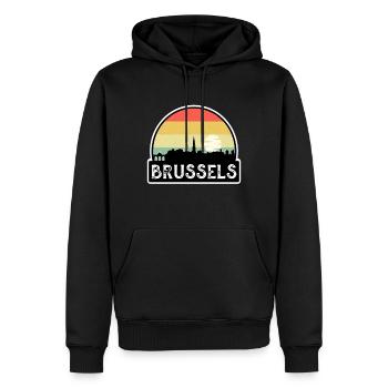 Bruxelles Belgique Flag Skyline Souvenir de voyage - Sweat à capuche Premium bio Homme - noir - Devant - Nico (187cm)