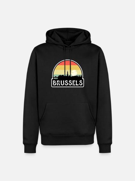 Brüssel Belgien Flagge Skyline Reisesouvenir - Männer Premium Bio Hoodie - Schwarz