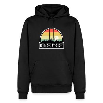 Genf Schweiz Flagge Skyline Reisesouvenir - Männer Premium Bio Hoodie - Schwarz - Vorne - Nico (187cm)