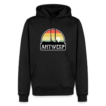 Anvers Belgique Flag Skyline Souvenir de voyage - Sweat à capuche Premium bio Homme - noir - Devant - Nico (187cm)