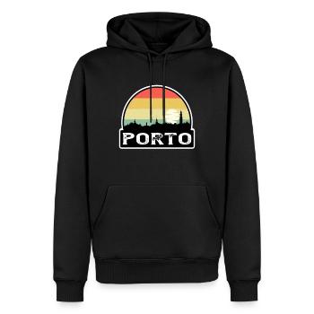 Porto Portugal Flag Skyline Souvenir de voyage - Sweat à capuche Premium bio Homme - noir - Devant - Nico (187cm)