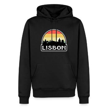 Lisbonne Portugal Flag Skyline Souvenir de voyage - Sweat à capuche Premium bio Homme - noir - Devant - Nico (187cm)