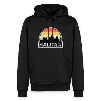Souvenir de voyage de la ligne d’horizon du drapeau du Canada à Halifax - Sweat à capuche Premium bio Homme - noir - Devant - Nico (187cm)