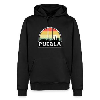 Puebla Mexiko Flagge Skyline Reisesouvenir - Männer Premium Bio Hoodie - Schwarz - Vorne - Nico (187cm)