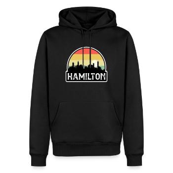 Hamilton Canada Flag Skyline Travel Souvenir - Men’s Premium Organic Hoodie - black - Front - Nico (187cm)