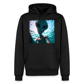 Alien Selfie - Unterwasserabenteuer - Männer Premium Bio Hoodie - Schwarz - Vorne - Nico (187cm)