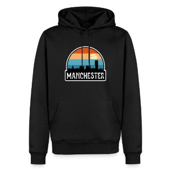 Manchester England Flagge Skyline Reisesouvenir - Männer Premium Bio Hoodie - Schwarz - Vorne - Nico (187cm)