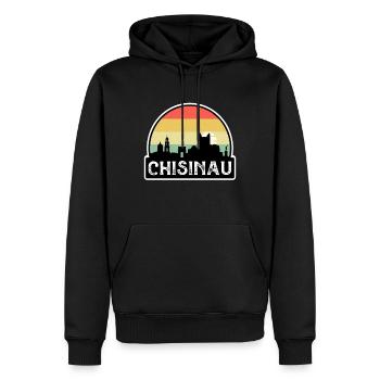 Chișinău Moldawien Flagge Skyline Reisesouvenir - Männer Premium Bio Hoodie - Schwarz - Vorne - Nico (187cm)