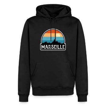 Marseille Frankreich Flagge Skyline Reisesouvenir - Männer Premium Bio Hoodie - Schwarz - Vorne - Nico (187cm)